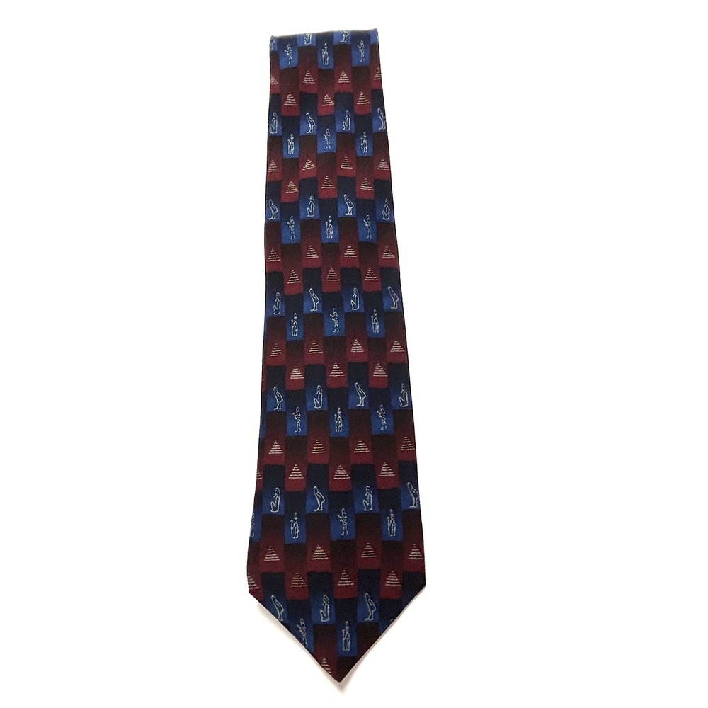 Vintage‎ 1996 Grateful Dead Burgundy Navy Thirteenth Set Hieroglyphs Silk Tie